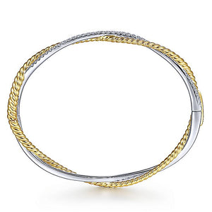 BG4307-65M45JJ  Gabriel & Co. 18K White Gold Multi Row Textured Diamond Bangle