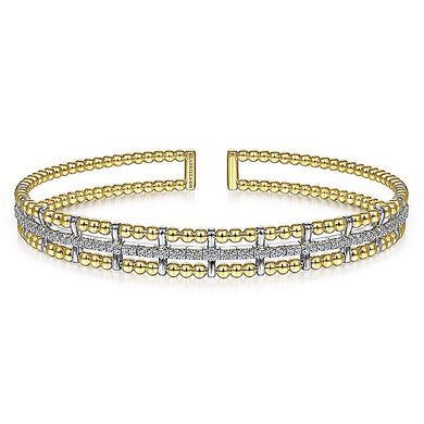 BG4323-65M45JJ  Gabriel & Co. 18K White Gold Multi Row Textured Diamond Bangle