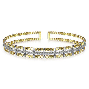 BG4323-65M45JJ  Gabriel & Co. 18K White Gold Multi Row Textured Diamond Bangle