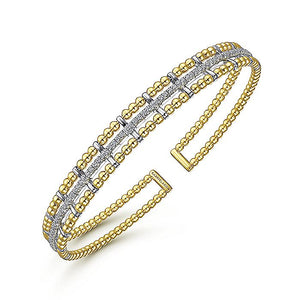 BG4323-65M45JJ  Gabriel & Co. 18K White Gold Multi Row Textured Diamond Bangle