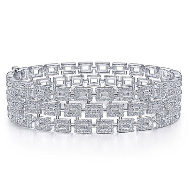 BG4329-65W44JJ  Gabriel & Co. 18K White Gold Multi Row Textured Diamond Bangle