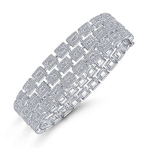 BG4329-65W44JJ  Gabriel & Co. 18K White Gold Multi Row Textured Diamond Bangle