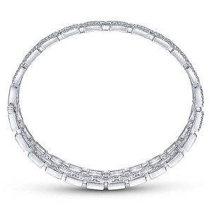 BG4329-65W44JJ  Gabriel & Co. 18K White Gold Multi Row Textured Diamond Bangle