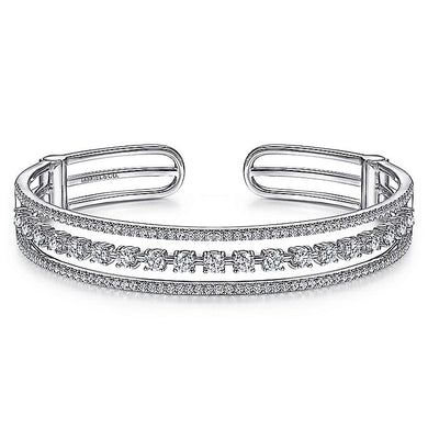 BG4331-65W45JJ  Gabriel & Co. 18K White Gold Multi Row Textured Diamond Bangle