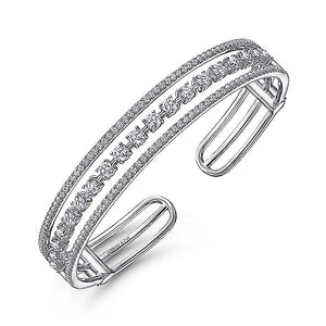 BG4331-65W45JJ  Gabriel & Co. 18K White Gold Multi Row Textured Diamond Bangle