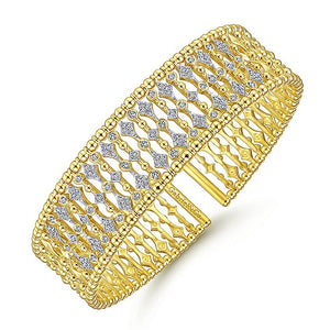 BG4334-65Y45JJ  Gabriel & Co. 18K White Gold Multi Row Textured Diamond Bangle