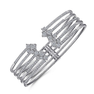 BG4365-65W84JJ  Gabriel & Co. 18K White Gold Multi Row Textured Diamond Bangle