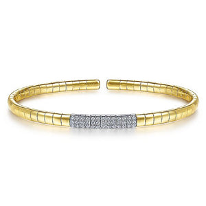 BG4378-65M45JJ  Gabriel & Co. 18K White Gold Multi Row Textured Diamond Bangle