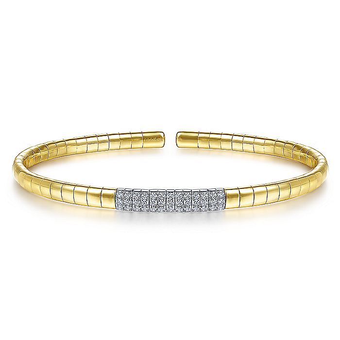 BG4378-65M45JJ  Gabriel & Co. 18K White Gold Multi Row Textured Diamond Bangle