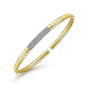 BG4378-65M45JJ  Gabriel & Co. 18K White Gold Multi Row Textured Diamond Bangle