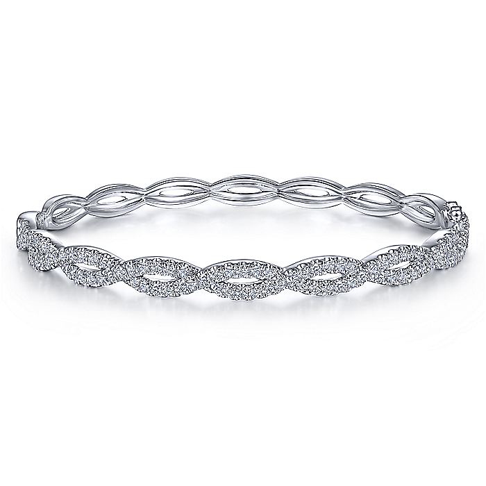 BG4426-65W45JJ  Gabriel & Co. 18K White Gold Multi Row Textured Diamond Bangle