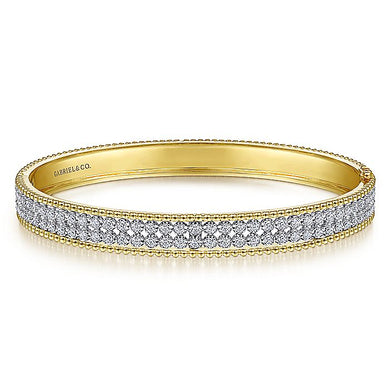 BG4434-65M45JJ  Gabriel & Co. 18K White Gold Multi Row Textured Diamond Bangle