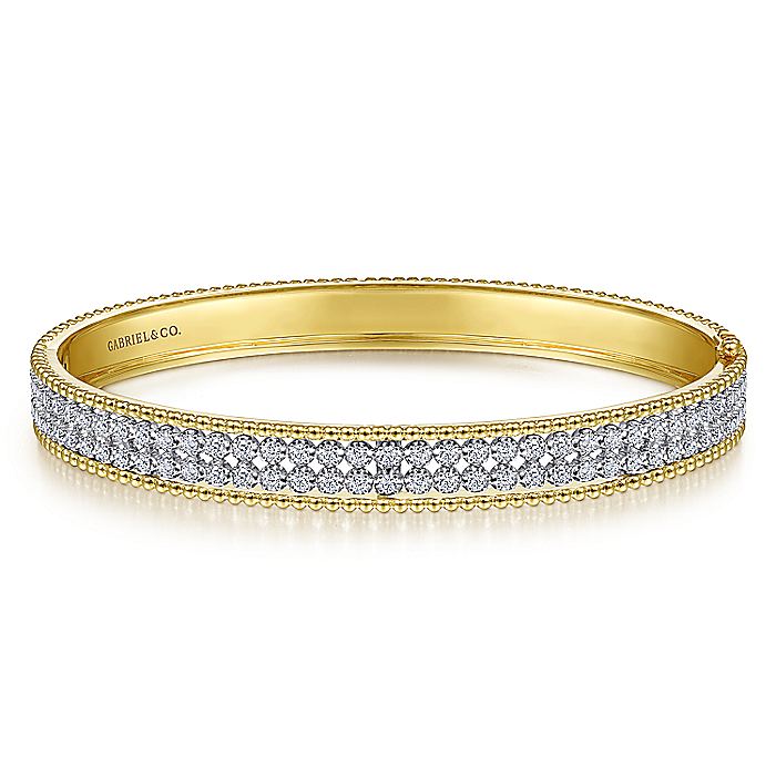 BG4434-65M45JJ  Gabriel & Co. 18K White Gold Multi Row Textured Diamond Bangle