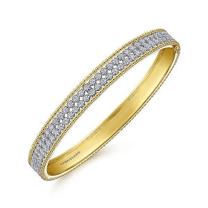 BG4434-65M45JJ  Gabriel & Co. 18K White Gold Multi Row Textured Diamond Bangle