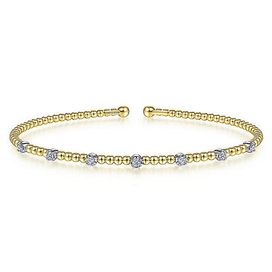 BG4436-65M45JJ  Gabriel & Co. 18K White Gold Multi Row Textured Diamond Bangle