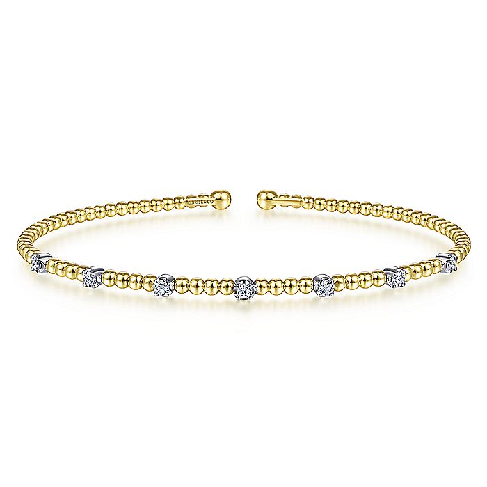 BG4436-65M45JJ  Gabriel & Co. 18K White Gold Multi Row Textured Diamond Bangle