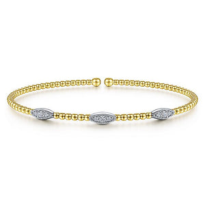 BG4437-65M45JJ  Gabriel & Co. 18K White Gold Multi Row Textured Diamond Bangle