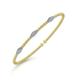 BG4437-65M45JJ  Gabriel & Co. 18K White Gold Multi Row Textured Diamond Bangle