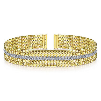 BG4449-65M45JJ  Gabriel & Co. 18K White Gold Multi Row Textured Diamond Bangle