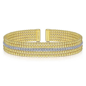 BG4449-65M45JJ  Gabriel & Co. 18K White Gold Multi Row Textured Diamond Bangle