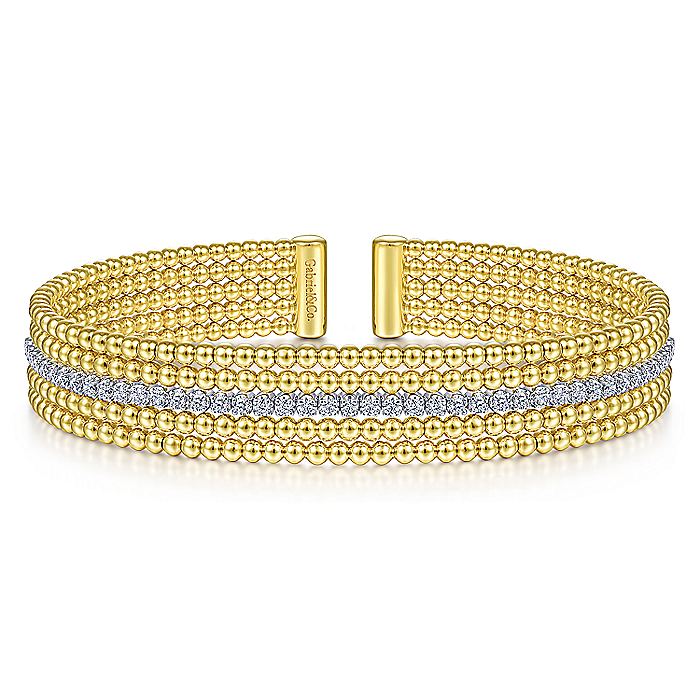 BG4449-65M45JJ  Gabriel & Co. 18K White Gold Multi Row Textured Diamond Bangle