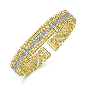 BG4449-65M45JJ  Gabriel & Co. 18K White Gold Multi Row Textured Diamond Bangle