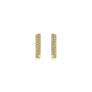 EG13584Y45JJ  Gabriel & Co. 14K Yellow Gold Row Textured Diamond Earrings