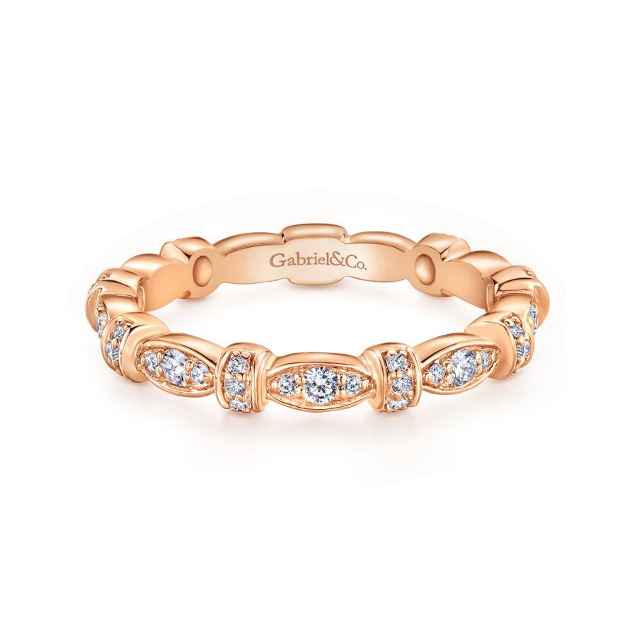 Gabriel & Co 14K Rose Gold Geometric Stackable Diamond Ring