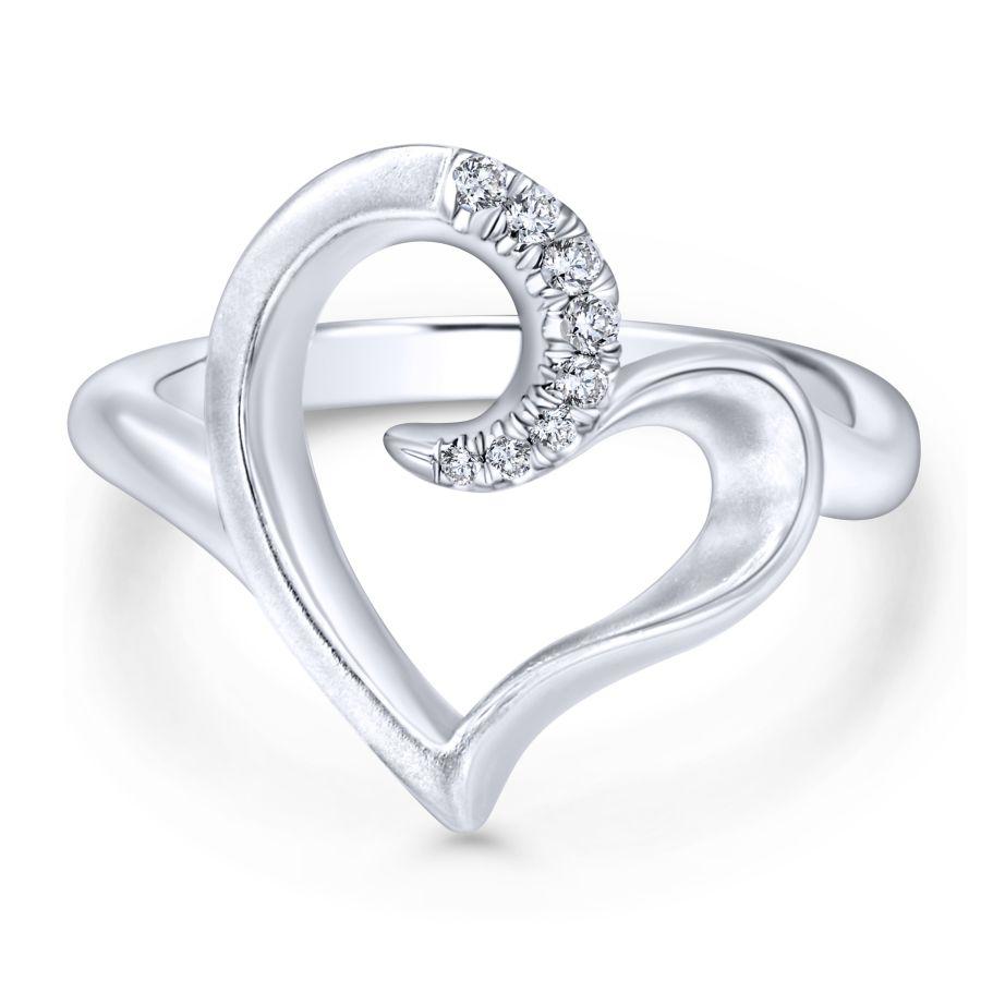 Gabriel & Co 925 Sterling Silver Asymmetrical Open Heart Ring