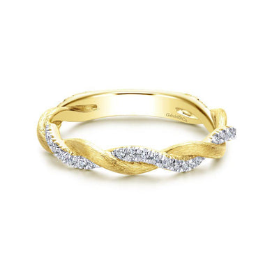 Gabriel & Co 14K Yellow Gold Twisted Diamond Stackable Ring