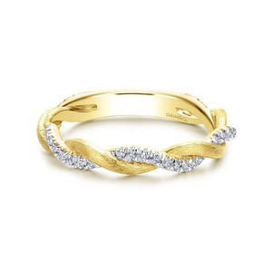 Gabriel & Co 14K Yellow Gold Twisted Diamond Stackable Ring