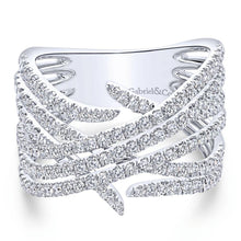 Load image into Gallery viewer, Gabriel &amp; Co 14K White Gold Intersecting Rows Wide Diamond Ring