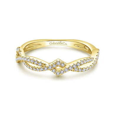 14K Yellow Gold Twisted Diamond Stackable Ring