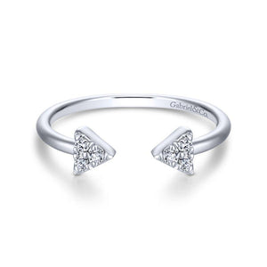 Gabriel & Co 14K White Gold Pav Diamond Triangle Split Ring