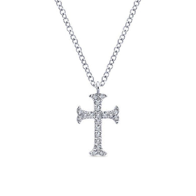 14K White Gold Diamond Moline Cross Necklace