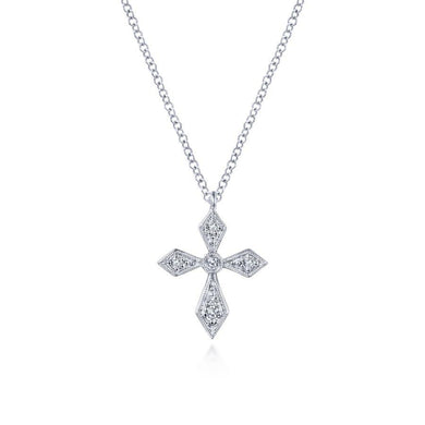 Gabriel 7 Co 14K White Gold Pointed Diamond Cross Necklace