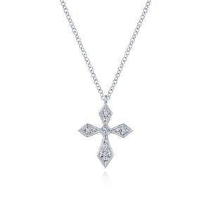 Gabriel 7 Co 14K White Gold Pointed Diamond Cross Necklace