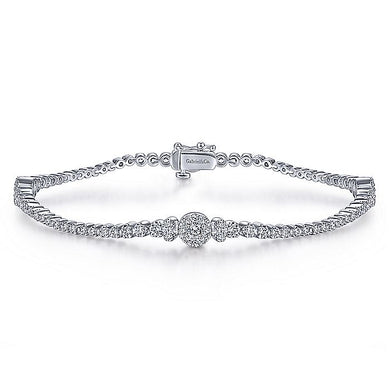 TB4325W45JJ  Gabriel & Co. 18K White Gold Multi Row Textured Diamond Bangle